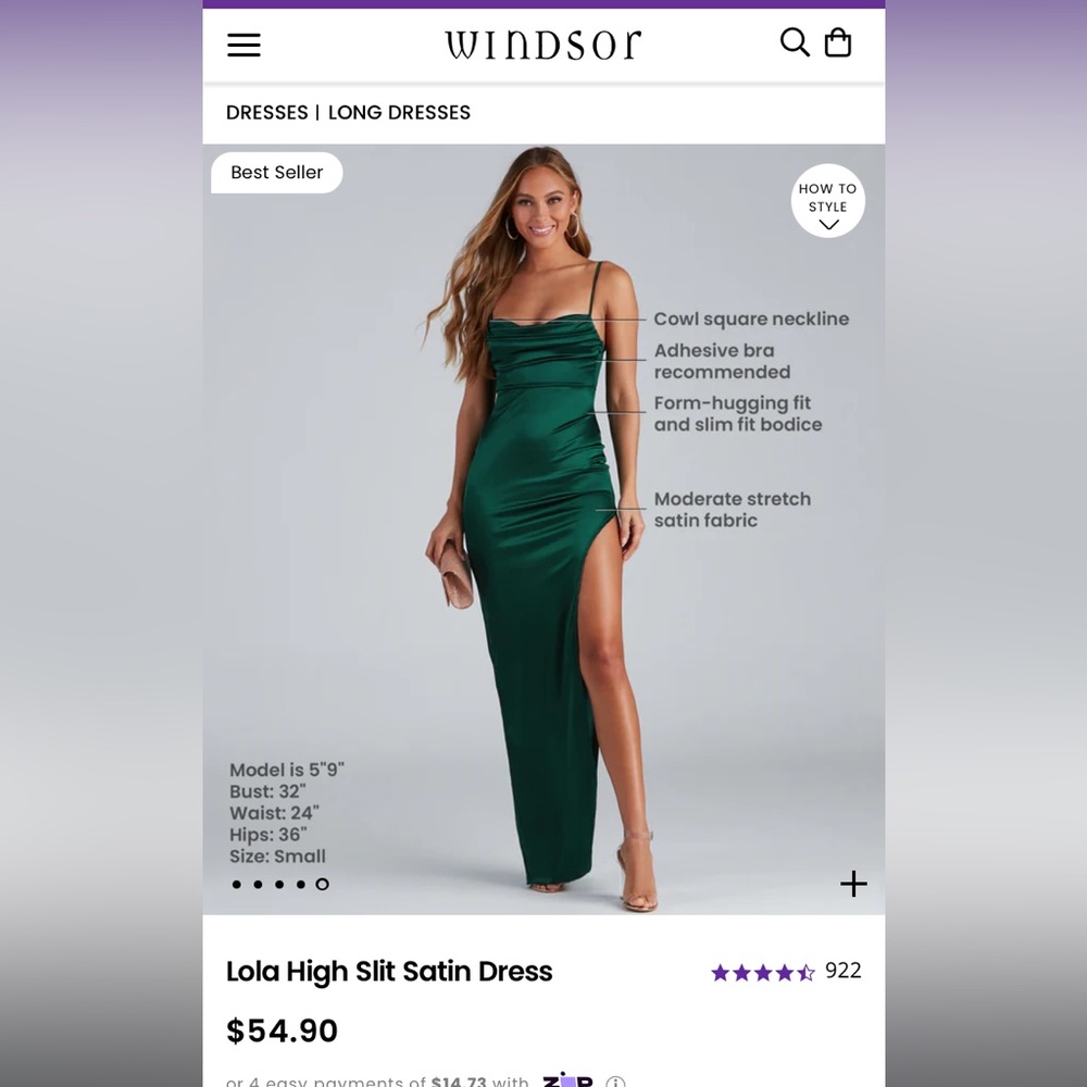 NWT Windsor Lola High Slit Satin Dress